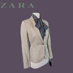 ZARA 100% Linen Basic Blazer